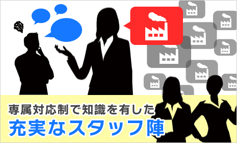 専属対応制で知識を有した充実なスタッフ陣